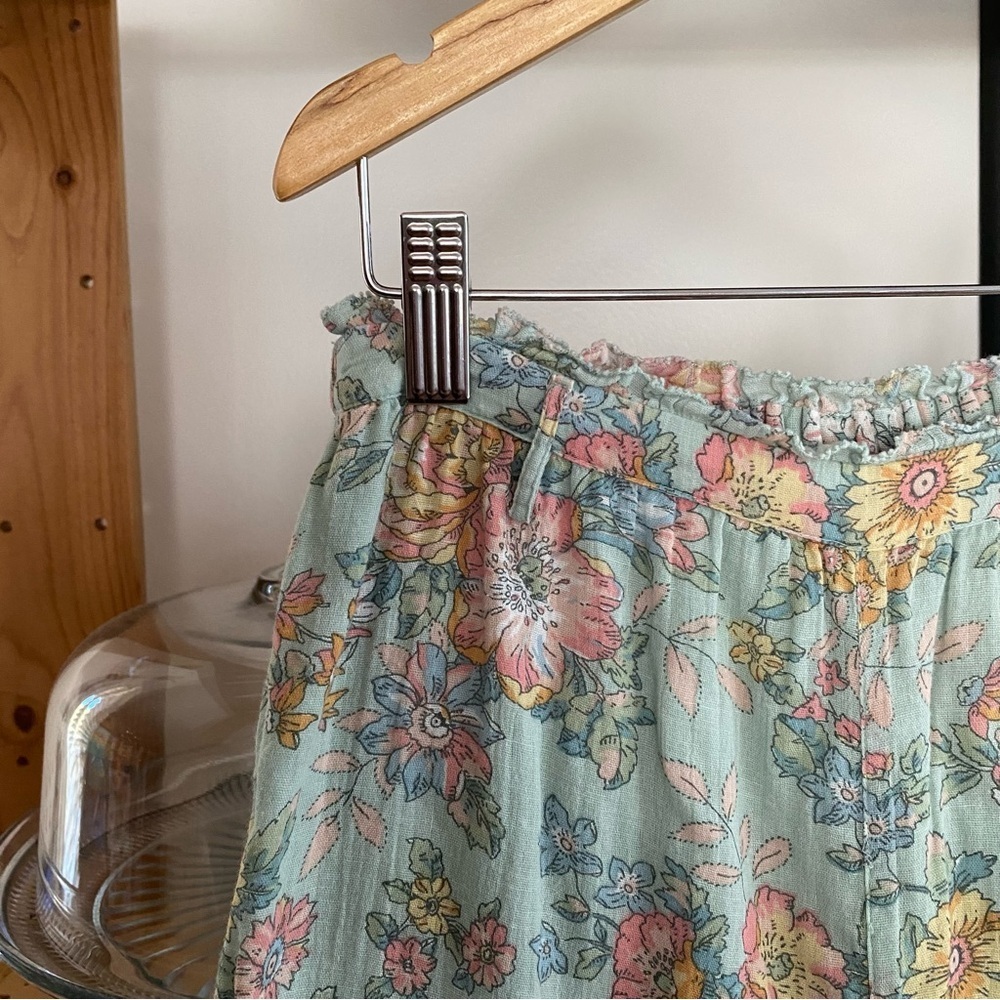 Louise Misha Blue Pink Floral Print Amandine Wide Leg Gauze Cotton Pants 10 - Picture 6 of 14